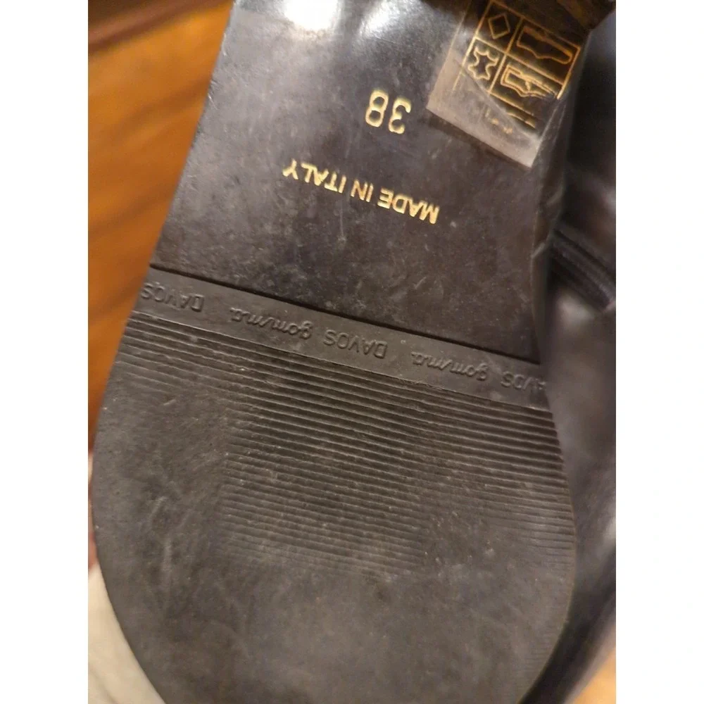 Davos Gomma Knee‎ High Boots Black Made In Italy 38 US 7